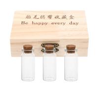 LAPYAPPE Keepsake Box with 3 Bottles for Fetal Hair and Umbilical Cord Storage, Wooden Preserving Box Suitable for Newborn Hair and Souvenir Collection