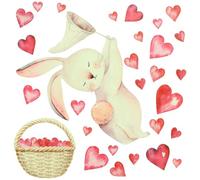 LAPYAPPE Luminous Rabbit Wall Stickers for Bedrooms, Pink PVC Cartoon Rabbit Bedroom Stickers, Portable Glow in The Dark Wall Decals Suitable for Home and Shop Windows