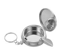 LAPYAPPE Metal Small Ashtray Portable Metal Ashtray Keychain Stainless Steel Storage Case Easy Separation of Butts and Ashes Use on The Go Business Gift for Smokers