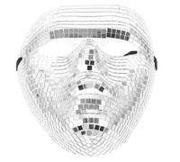 LAPYAPPE Mirror Mask for Party Cosplay Props and Halloween Season | Silver Glass PVC Full Face Design, Reflective Mirror Mosaic Finish, Themed Photo Shoots