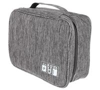 LAPYAPPE Portable Travel Cable Organizer Bag Convenient Tech Cable Tidy Lightweight Polyester Cord Storage Case with Multiple Compartments for Business and Travel Use Grey