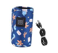 LAPYAPPE Portable USB Bottle Warmer Travel Milk Feeding Bottle Heater with Heat Insulation Fast and Even Heating for Outdoor Use Blue Dinosaur Design Random Color