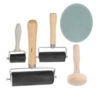 LAPYAPPE Printmaking Ink Roller Brayer Set with Wooden Handle and Rubber Roller, Easy to Operate and Portable DIY Craft Tool for Scrapbooks and Crafting, 10cm Size,
