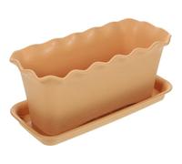 LAPYAPPE Rectangular Lightweight Garden Planter Pot with Drainage Tray Portable Indoor Outdoor Succulent and Herb Growing Container for Balcony Patio Porch Gardening