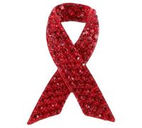 LAPYAPPE Red Ribbon Brooch Lapel Pin with Rhinestone Alloy Corsage for World Aids Day Ribbons Breast Cancer Awareness Symbol, Creative Design Suitable for Sweaters and Awareness Events