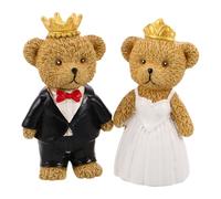LAPYAPPE Romantic Wedding Cake Topper with 2 Resin Bears Cake Topper and Flower Accent for Anniversary and Valentine's Day Decoration
