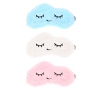 LAPYAPPE Soft Shading Blindfold with Eyelash Embroidery 3pcs Plush Cartoon Cloud Sleep Eye Mask for Comfortable Sleep Lovely and Eye-catching Design Random Color at Home and Train