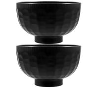 LAPYAPPE Soup Bowls with Smooth Mouth Small Bowls Japanese Style Black 2pcs for Holding Hot and Cold Food for Traditional Asian Restaurant Serving