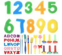 LAPYAPPE Sponge Stamper and Brush Kit for Painting and Stamping Colorful EVA Alphabet and Stamps Creative Art Supplies for S DIY Craft and Early Learning Activities