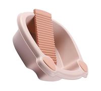 LAPYAPPE Thickened Small Laundry Basin with Washboard Set, Hand Wash Clothes Basin for Dormitory and Use, Pink Gradient Washing Tub for Gentle Daily Laundry