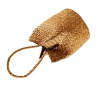 LAPYAPPE Versatile Handmade Woven Candy Holder Bag with Handle, Practical Brown Plastic Material Candy Storage Bag for Shopping and Beach Use, Unique Eye-catching Design