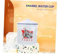 LAPYAPPE Vintage Enamel Tea Cup with Lid Retro Metal Water Mug Lightweight Unbreakable Home Drinkware for Coffee Tea Hot Cocoa Insulated Storage Cup