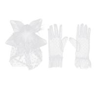 LAPYAPPE White Lady Gloves and Cosplay Hat Set for Women, Lightweight Fabrics with Hair Accessory, Convenient Wearing for Special Occasions and Prom Parties