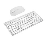LAPYAPPE Wireless Keyboard Mouse Combo Silent Portable Lightweight 2.4g Mini Set for Laptop Pc Silver Slim Design