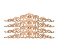 LAPYAPPE Wood Carved Appliques Khaki for Furniture and Cabinets 4pcs Synthetic Material Decorative Onlays, Elegant Home Decor for Doors and Dressers