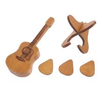 LAPYAPPE Wooden Guitar Pick Holder in Guitar Shape Easy to Carry and Clean Brown Storage Case and Small Things Organizer