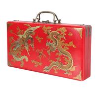 LAPYAPPE Wooden Mahjong Case Portable Mahjong Carrying Box with Buckle Design Tight Sealing Premium Natural Wood Red Storage Container for Sundries Storage at Home