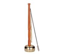 LAPYAPPE Yin Qing Traditional Buddhism Copper Yin Qing Handheld Copper Meditation Bell with Wooden Handle Retro Design Comfortable to Hold Easy to Carry Decorative Buddhist Supply