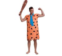 Laqeyko Men Halloween Costume for Fred Flintstone Costume, Includes Orange Tunic & Blue Tie LA257-N-XL