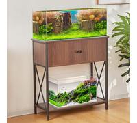 LAQUAL 20-29 Gallon Aquarium Stand with Cabinet, 20 Gallon Long Fish Tank Stand with 31''L * 12''W Tabletop, Double Heavy Metal Stand with Stable Structure, Adjustable Table Feet - Walnut Brown