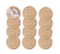 Laquedecraft 13.8" Set of 12 Round Corn Husk Placemats | Boho Wovean Rattan Table Mats | Farmhouse Wicker Spring Plate Chargers Like Water Hyacinth, Seagrass Table Mats
