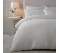 Serene - White Waffle Duvet Cover - Double Bedding Size (200 x 200cm) - Soft Touch - Luxury White Bedding - Grid Pattern Textured Duvet Cover in White - Puckered Bedding - Lindly Collection