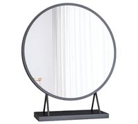 Lar 50cm Round Makeup Mirror with Nordic A-e Stand, Ele Tabletop Vani Mirror for Bedroom Dressing Table (Black/50cm)
