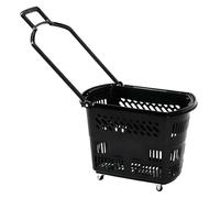 Lar Capaci Plastic Rolling Shopping Basket Set - 3PCS/6PCS 35L/50L Portable with Handle for Grocery market Retail - Black 35L Perfect for Shopping Trips