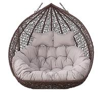 Lar Double Wicker Swing Chair for 2 - Washable Egg Chair with Waterproof, Thick & Sun Resistant, Perfect for Outdoor Relaxat (Color: Grey)