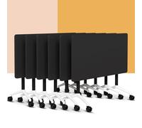 Lar Folding Conference Table with Locking Casters - Portable Meeting Desk for Office Boardroom Training Rooms - Black 63" for Team Collaboration & Events