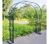 Lar Metal Garden Arch Trellis for Climbing Plants - Strong Tubular Arbour e, 140-340cm, Perfect for Backyard, Ln, Patio, Courard, Weddings (Green, 220x230x40cm)