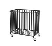 Lar Rolling Laundry Hamper on Wheels Metal Laundry Basket Cart for Clothes & Linen Sto Ideal nizer for Living Room Bathroom Kids' Bedroom - Black