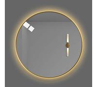 Lar Round Illuminated Bathroom Mirror - Anti-Fog, Expon-Proof, IP44 Waterproof, Modern Metal e, Dual Warm/White Light - Perfect for Shaving & Makeup