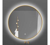 Lar Round Illuminated Bathroom Mirror - Anti-Fog, IP44 Waterproof, Modern Vani Mirror with Warm/White Light, Expon-Proof Metal e, Wall-Mounted Shaving Mirror