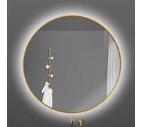 Lar Round Illuminated Bathroom Mirror - Anti-Fog, IP44 Waterproof, Modern Vani Shaving Mirror with Warm/White Light, Expon-Proof Metal e, Wall-Mounted Design