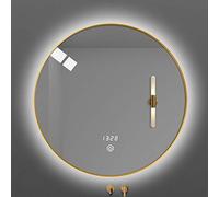 Lar Round Illuminated Bathroom Mirror - Anti-Fog, Waterproof IP44, Modern Shaving Vani Mirror with Warm/White Light, Metal e, Wall Mounted Design