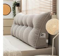 Lar Triangular Headboard Cush - Soft Teddy Velvet Wed Pillow for Reading & Lumbar Support table Backrest & Positing Bolster (200x50x20cm Grey)