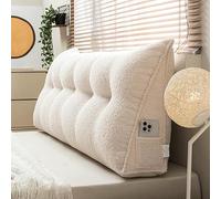 Lar Triangular Headboard Cush - Soft Teddy Velvet Wed Pillow for Reading & Lumbar Support - table Waist Backrest for Sofa & Daybed (Size: 150x50x20cm Color: Bei)