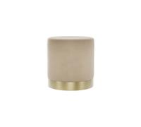 Lara Beige Velvet Pouffe - Small Multipurpose Design with Brushed Gold Base