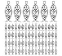 [Lara-chan] 100pcs Antique Silver Jesus Fish Charms Tibetan Alloy Christian Fish Shape Jesus Pendant Charms Craft Supplies DIY Bracelet Necklace Jewelry Making Finding