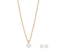 Lara Pearl 11 & 8mm Stud & Pendant & Chain Set Stainless Steel BLACK ONE SIZE