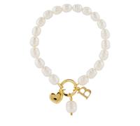 Lara Pearl 7-8mm Fresh Water Pearl Initial Charm Love Letters Stret... A LARGE / EXTRA LARGE