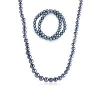 Lara Pearl Endless 71cm Necklace & Set of 2 Bracelets BLACK MULTI