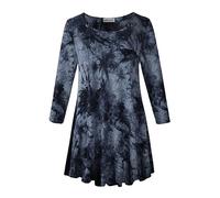 LARACE 3/4 Sleeve Shirts for Women Plus Size Tunic Dressy Top Loose Fit Flare T-Shirt, T10-black_tie Dye, 2X