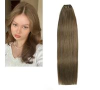 Larafona 10-28inch 9A Human Hair Weave Extensions Natural Brown 6#, Brazilian Virgin Remy Bundles 100g 24inch/60cm