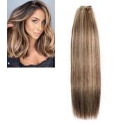 Larafona 9A Human Hair Weave Highlights Honey Blonde P4/27#, 100% Brazilian Virgin Remy Hair Extensions Silky Straight 100g/pc 20inch/50cm