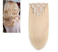 Larafona 9A Real Human Hair Clip In Extensions Blonde, 100% Remy Seamless Hair Pieces Double Weft 8pcs, Silky Straight Color 22# 18inch/45cm