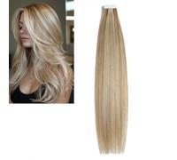 Larafona Extensions Brown Highlights with White Blonde Tape in 20pcs,100% Remy Human Hair P8/60# Straight 50g 12inch/30cm