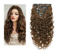 Larafona Full Head Clip in Real Human Hair Extensions Lightest Brown 8# 100% Remy Natural Wave Brazilian Hair Weft with Clips 22inch/55cm