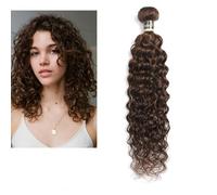 Larafona Hair Human Hair Weft Medium Brown Hair 4# Brazilian Virgin Hair Weaving Extensions Brown Hair Bundles Curly 100g/pc 16inch/40cm